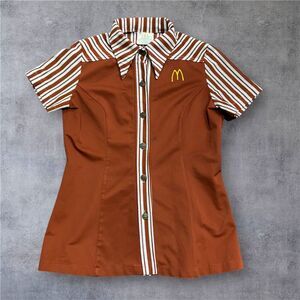 McDonalds Vintage 1976 Original Employee Uniform Rust Red Shirt Women's Size 10